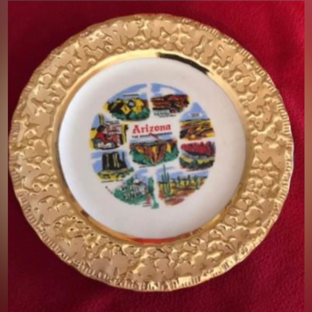 Arizona Collector Plate 22k Gold rim USA